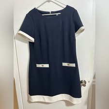 Tommy Hilfiger Elegant Navy and White Women's Dress