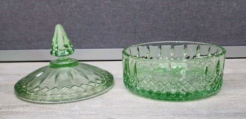 Indiana Glas Prinzessin Süßigkeitenschale mit Deckel grün 5,75" Durchmesser 5,5" hoch - Bild 5 von 12