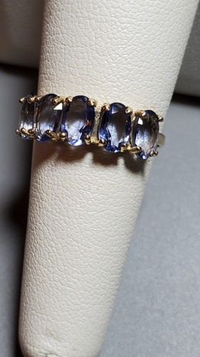 2.48 CT GENUINE TANZANITE 10KT SOLID YELLOW GOLD BAND RING SIZE 7 - Picture 5 of 24