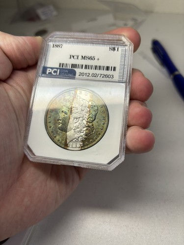 1887 P Dólar Morgan PCI Alto Grado Arco Iris "TONO DE CINTA" Sin Circular - Imagen 3 de 5