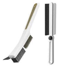 Crevice Cleaning Brushes with Rotatable Handle, Wire Nylon Scrub Brush with S...