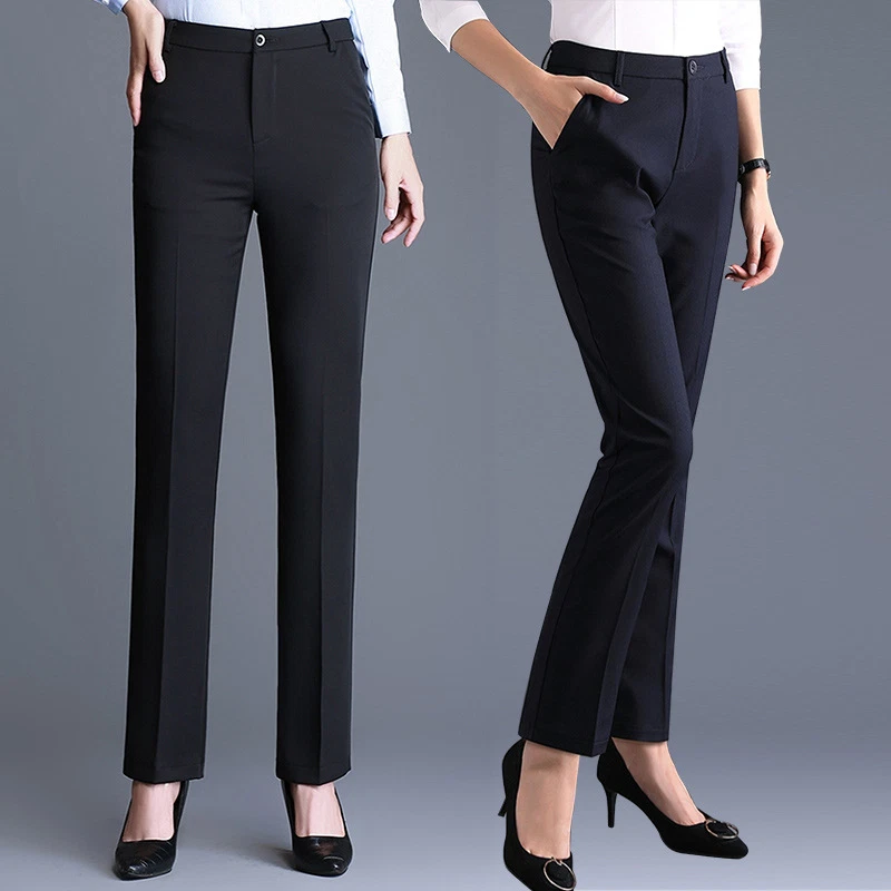 Women Casual Straight Thin Office Formal Business Trousers Elastic