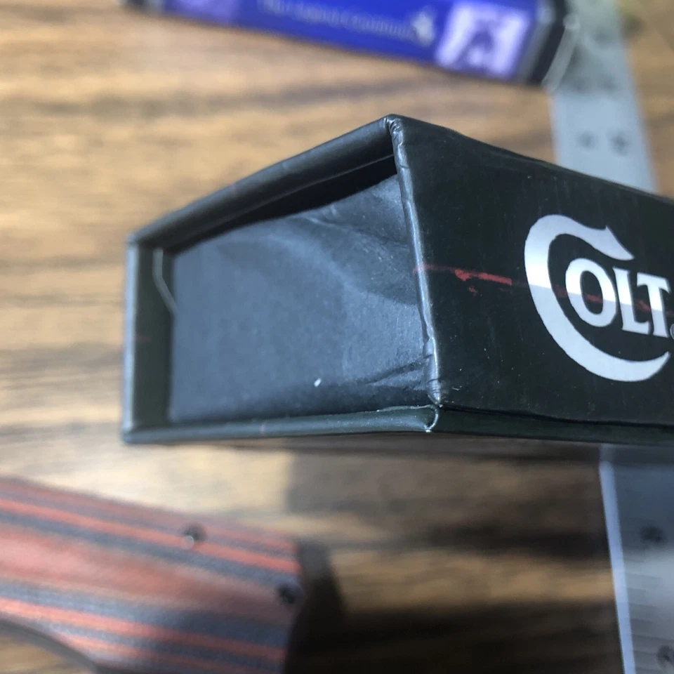 Lote de 5 cuchillos plegables Colt surtidos rayas de sangre táctico Micarta lavado a la piedra Foto 4 de 4