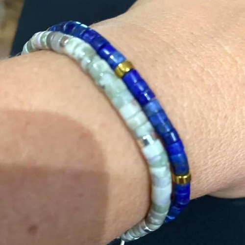 Pulsera Delicada Protección Empática Cuentas Lapislázuli Natural Curación Curación Mujeres Hombres - Imagen 3 de 4