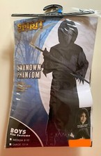 UNKNOWN PHANTOM Boys Black HALLOWEEN COSTUME size XL 14-16 SPIRIT ROBE MASK BELT