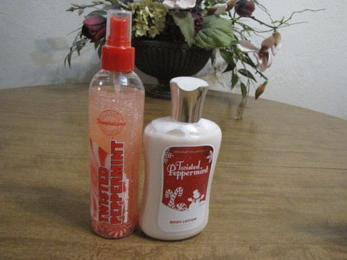 Bath & Body Works Temptations Twisted Peppermint Shimmer Body Splash & Lotion
