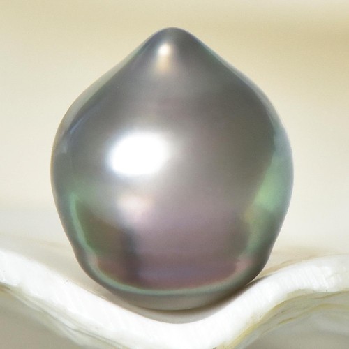 6,80 ct Tahiti Südseeperle 11,29 mm anthrazit schwarz barock 1,36 g ungebohrt - Bild 2 von 7