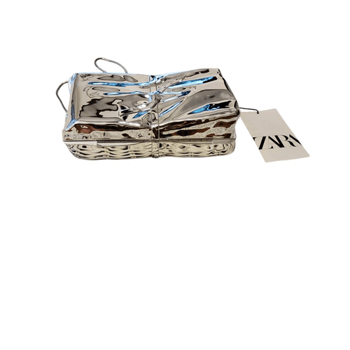 Zara Silber Metallic Minaudiere Hardshell Box Clutch Tasche NEU mit Etikett! - Bild 5 von 12