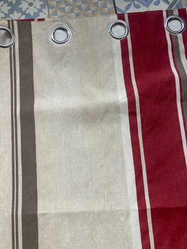Cortinas de puerta forradas con ojales a rayas rojas y crema Riva Home x 1 par 168x229 cm - Imagen 7 de 7