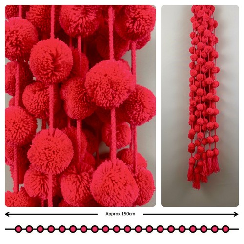 1 x 150cm Handmade Coloured Pompom String Garland with 20 Pom Poms - Picture 11 of 23