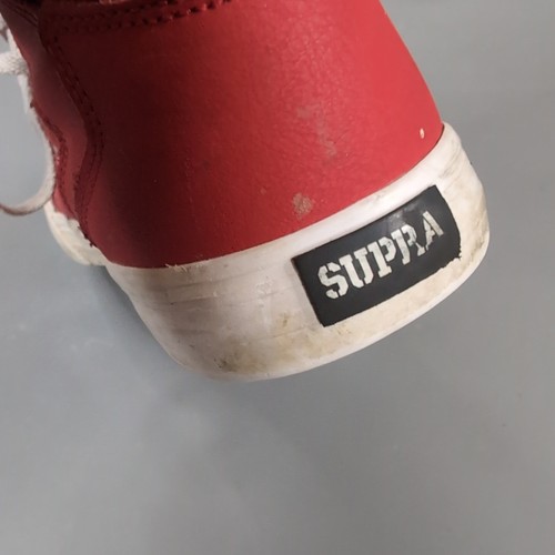 SUPRA Vaider High Top Shoes Kids US 2 Red Canvas Boys Skate Casual Sneakers - Picture 12 of 14
