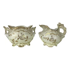 Creamer Open Sugar Marked Germany Gold Trim Beautiful