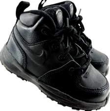 Nike Manoa BQ5374-001 Leather Black Lace-Up Boots Shoes Toddler Kids 8 C