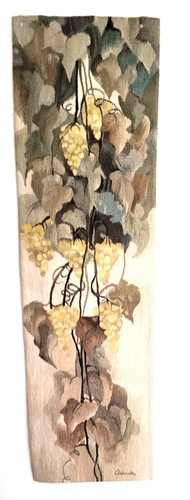 RARE Vintage Artistic Tapestry HAND WOVEN WOOL POLAND Kilim Leaves & Fruits - Picture 8 of 16