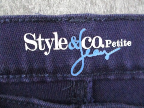 Style and Co Jeans Womens 8P PETITE Deep Purple Denim Straight Mid Rise 28x27 - Picture 3 of 12