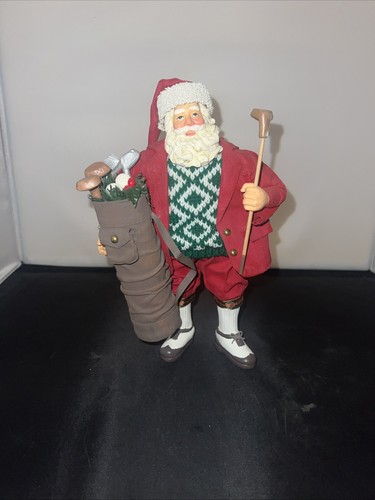 "Estatuilla de golf vintage de Papá Noel coleccionable de 10,5"" decoración navideña" - Imagen 1 de 5