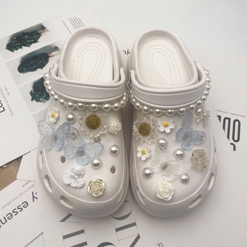 1set Vintage Butterfly Flower Pearl Croc Shoes Charms Jibbitz Decor Girls Gift - Picture 7 of 21