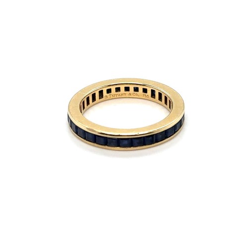Tiffany & Co 18k Yellow Gold Blue Sapphire Eternity Band Ring 3.50mm Size 7 - Picture 3 of 6