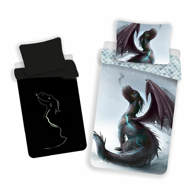 Set copripiumone singolo Dragon taglia UE - biancheria da letto luminosa al buio design 2 in 1- Set copripiumone singolo Dragon taglia UE - biancheria da letto luminosa al buio design 2 in 1-