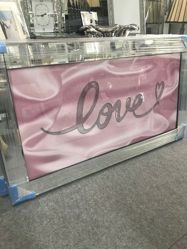 Pink love sparkle glitz mirrored picture, glitter picture mirror frame - Picture 4 of 4