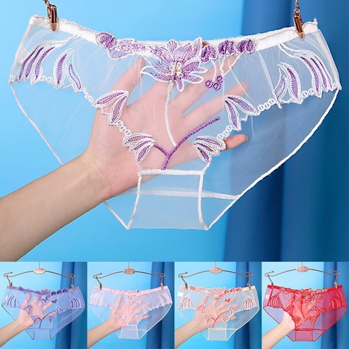 Womens Sexy Underwear See Through Lingerie Mesh Briefs Lace Panties Knickers - Picture 11 of 20