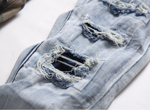 Mens Stretch Trousers Distressed Denim Pants Slim Fit Casual Skinny Ripped Jeans - Picture 5 of 14
