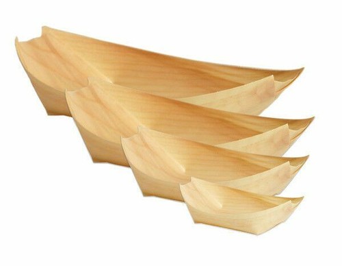 Pine Boat Eco Friendly 210x120mm 50Pk Bamboo Canape Serving Party Plate Catering - Picture 2 of 3