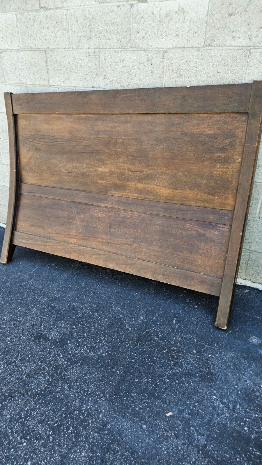 Queen Size Bed Frame, Wood Platform Bed with Slats Support, Traditional Sleigh - Picture 6 of 9