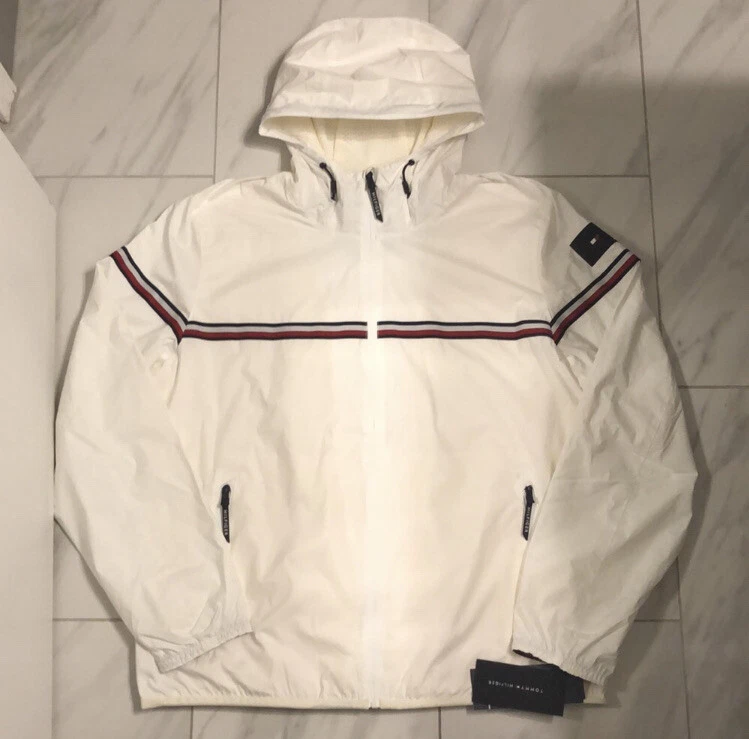 Tommy Hilfiger Men's Full Zip Windbreaker Jacket White $149 New