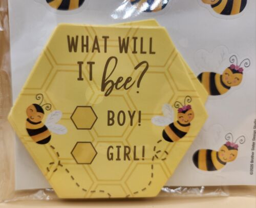 "WHAT WILL IT BEE?" Tarjetas y pegatinas de revelación de género para niños o niñas, TOTALMENTE NUEVAS - Imagen 3 de 5