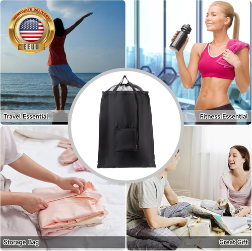 2 Packs Travel Laundry Bags, Foldable Dirty Clothes Bag 【Upgraded】 with Drawstr - Picture 6 of 6