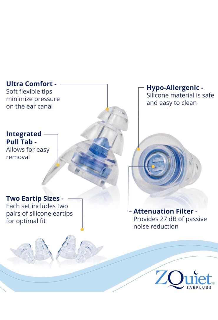 ZQuiet Noise Reduction High Fidelity Ear Plugs Hearing Protection for