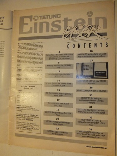 Einstein User Issue - March 1987 - retro gaming and computing - Picture 3 of 5