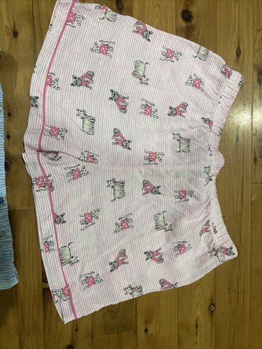 Lot 2 Jaclyn Intimates Pink & Blue Dogs Soft Lounge Pajama Shorts Size Large - Picture 6 of 7