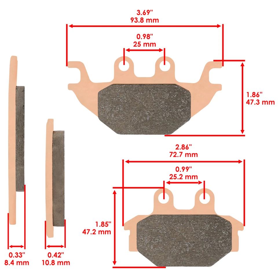 Pastilhas de freio dianteiras e traseiras para KYMCO MXU300 05-17 MXU500 2006-2008 UXV500 2008-14 - Imagem 2 de 4