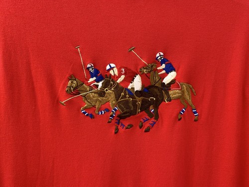 POLO RALPH LAUREN XL Polo Uomo Rossa Personalizzata Slim Fit Big Triple-Pony Nuova con etichette - Foto 10 di 15