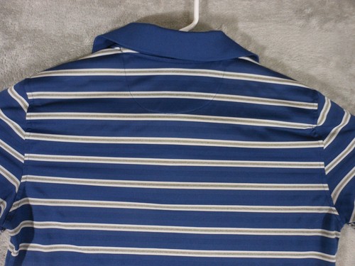 Camisa Polo George Para Hombre Mediana Manga Corta Azul Rayas Informal Poliéster - Imagen 10 de 12