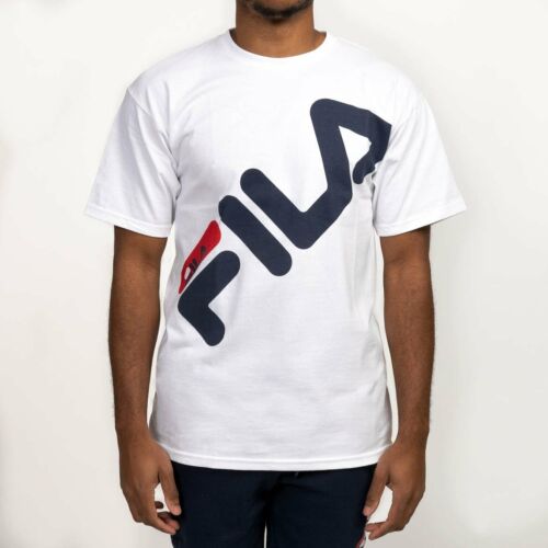 FILA T-Shirt with Slanted Logo White - perfect UNISEX -100% Cotton NEW Big Sizes - Picture 3 of 3