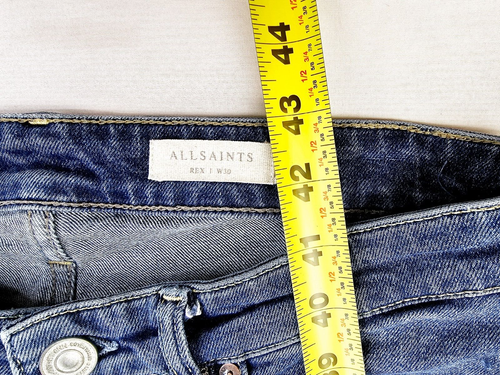 All Saints Size 30X33 Men's Rex Button Fly Logo Tag Blue Denim 5 Pocket Jeans - Picture 11 of 12