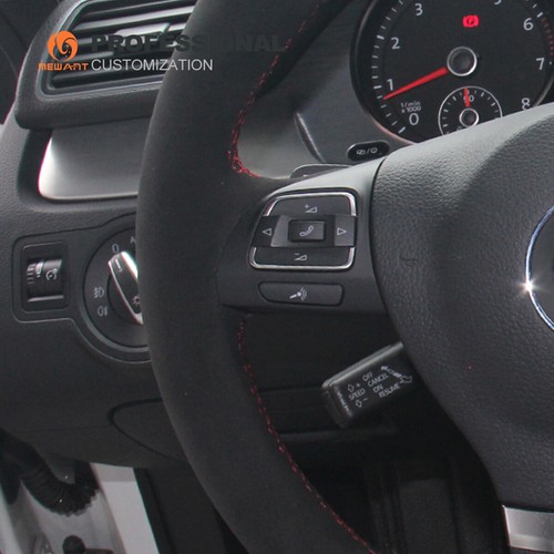 DIY Black Suede Steering Wheel Cover for VW Golf Tiguan Limited Passat Jetta - Picture 5 of 10