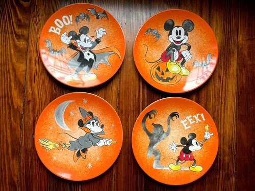  Mickey Halloween Pottery Barn Plate Snoopy Peanuts holiday Disney party SET 8 ! - Picture 18 of 24