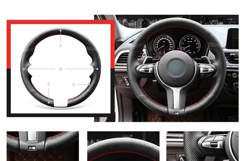 Non-slip Durable Black Leather Car Steering Wheel Cover For BMW F30 F34 F22 F23  - Picture 3 of 7
