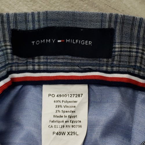 Tommy Hilfiger Pants Men's 40 X 29 Plaid Blue Multicolor Flat Front Slash Pocket - Picture 7 of 14