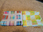 2 Vtg Multicolor Cotton Squares Cheater Fabric 42" & 46"W Quilt Craft Decor