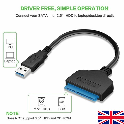 USB 3.0 to 2.5 Inch SATA 22 Pin Hard Disk Drive SSD Adapter Connector Cable Lead - Picture 5 of 11