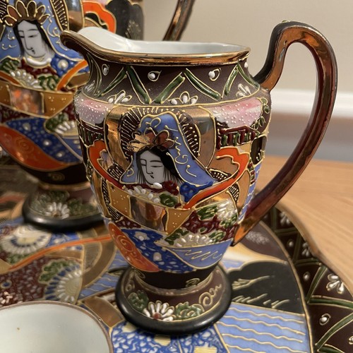 Vtg 10 pcs Japanese Porcelain Ceramic Satsuma Moriage Dragon Ware Tea Set - Picture 4 of 13