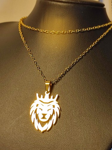 Halskette in Gold Löwe Lion dezent elegant 90 er Jahre Retro Design TOP - Picture 2 of 5