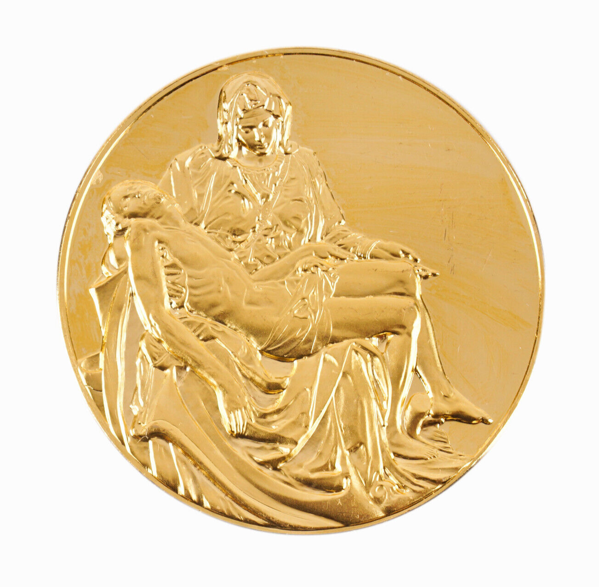 24k Gold Plated Bronze Medal Coin Golden Pieta Michelangelo 24k Gold Plated Bronze Medal Coin Golden Pieta Michelangelo