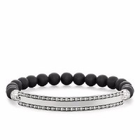Thomas Sabo Obsidian Beads & Sterling Silver Mini Skulls Bracelet Size:(6.9) Thomas Sabo Obsidian Beads & Sterling Silver Mini Skulls Bracelet Size:(6.9)