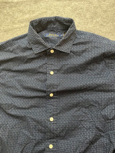 Polo Ralph Lauren Para Hombre Azul Estampado Paisley Manga Larga Botón Abajo Camisa Talla m - Imagen 2 de 12